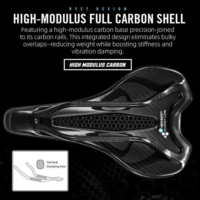 Selle de vélo RYET en carbone imprimée en 3D