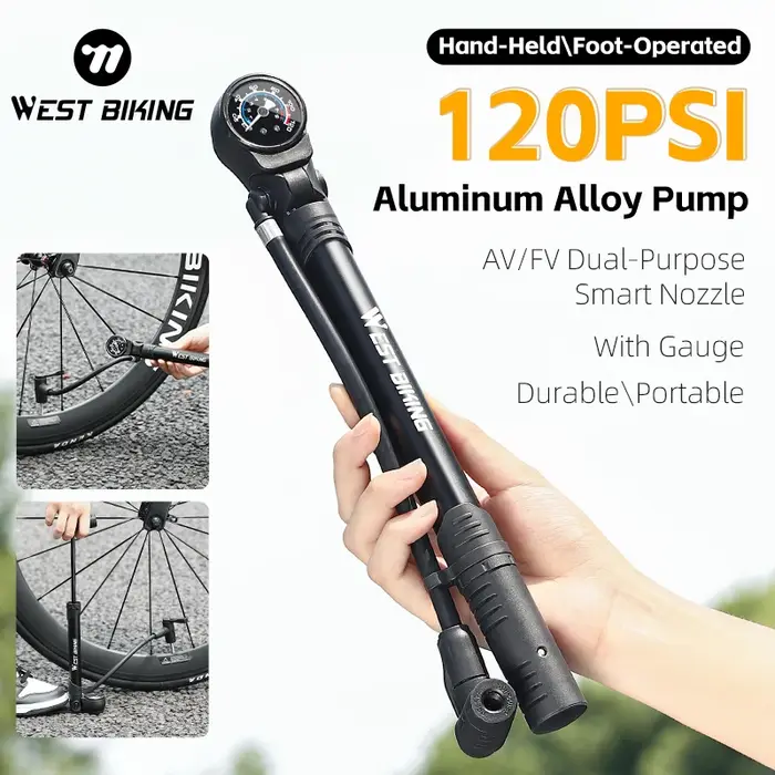 Pompe à vélo en alliage d'aluminium WEST BIKING