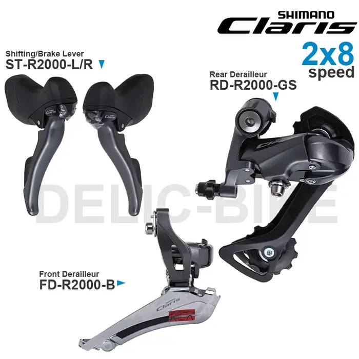 Groupe de transmission SHIMANO CLARIS R2000 2x8 vitesses ST-R2000 et RD-R2000 FD-R2000 Dérailleur avant/arrière Pièces