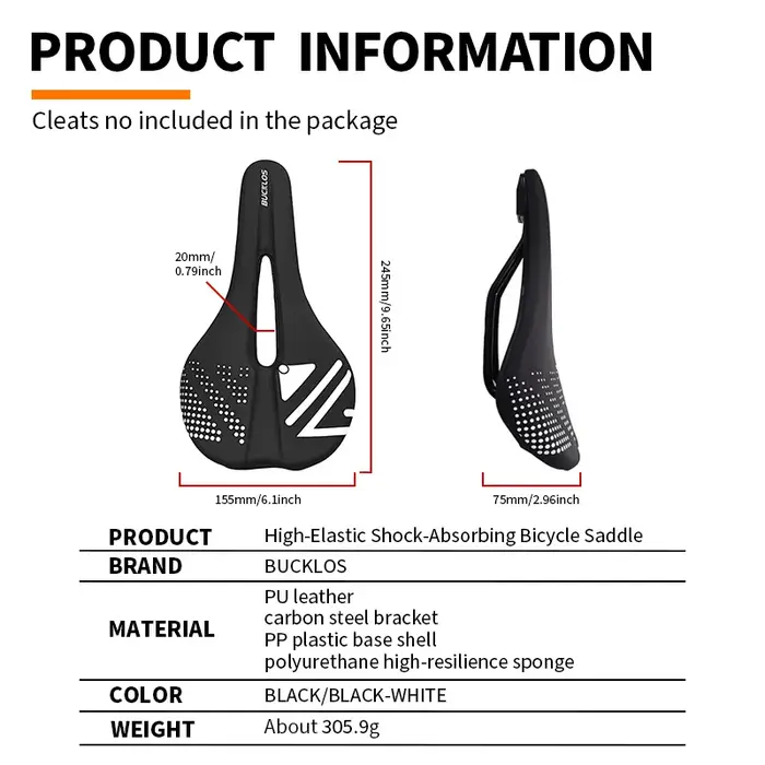Selle de vélo BUCKLOS confortable pour VTT et vélo de route