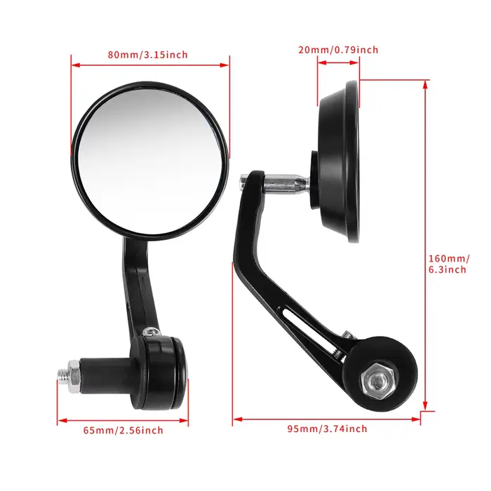 Accessoires de Moto 7/8 "rétroviseurs arrière d'extrémité de barre ronde pour café Racer