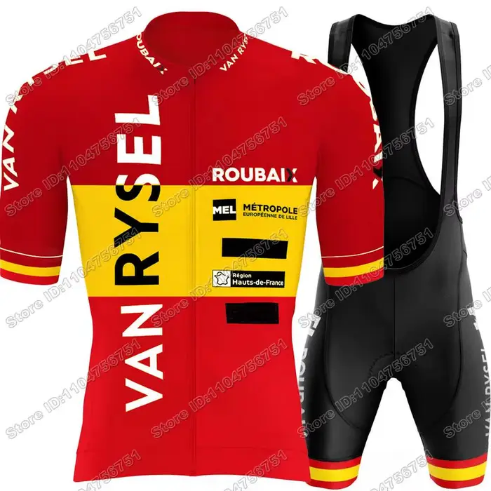 Maillot de cyclisme Équipe Van-Rysel-Roubaix 2026 ensemble de vélo de route et VTT en polyester et Lycra avec coussinet en gel respirant pour homme et femme