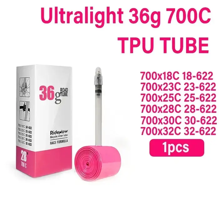Ridenow chambre à air de vélo ultralégère 700x18 25 28 32 35 38C Tube de vélo de route en TPU 45 65 