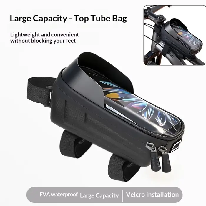 Sacoche de cadre avant de vélo avec sacoche de tube, sacoche de cadre avant de VTT, sacoche de selle avant pour téléphone portable