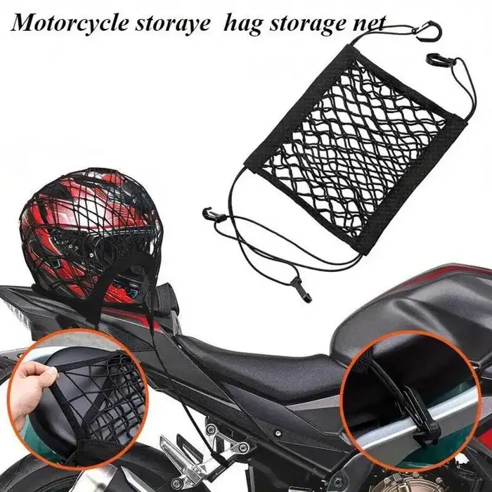 Filet de chargement élastique universel tout-en-un pour moto/scooter avec fixation pour casque