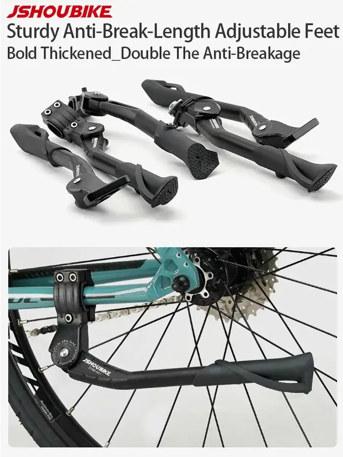 JSHOUBIKE béquille de vélo réglable en alliage d'aluminium vtt/neige/vélo pliant/vélo électrique repose-pieds latéral