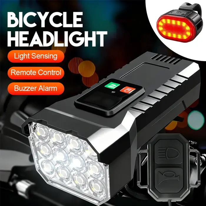 Phare avant de vélo puissant à 12 LED