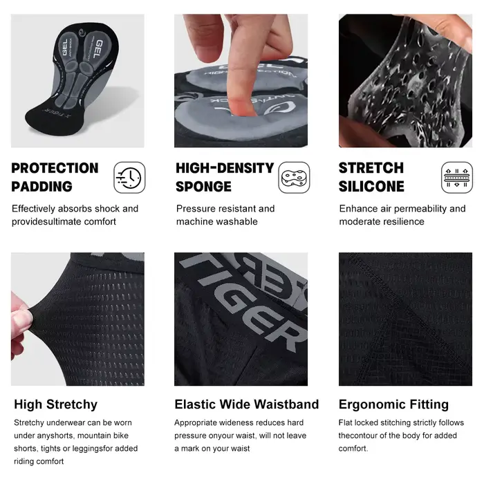 X-TIGER Shorts de Cyclisme Hommes avec Coussin 5D Gel Rembourré, sous Vetement Cycliste VTT Séchage 