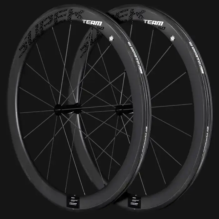 SUPERTEAM Classic Pro R25-50 700C Roues de vélo de route en carbone Clincher Tubeless Frein sur jante Logo Noir