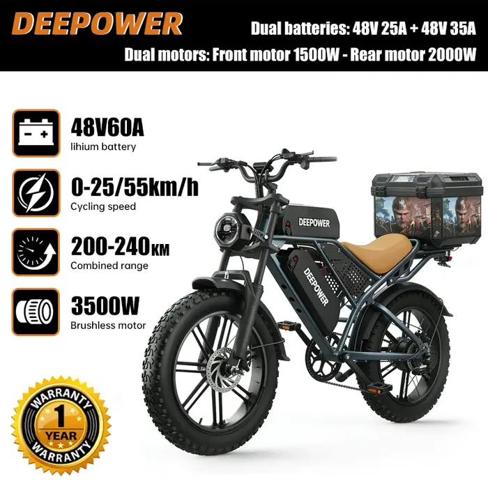 Vélo électrique Deepower S8 à double motorisation 3500W