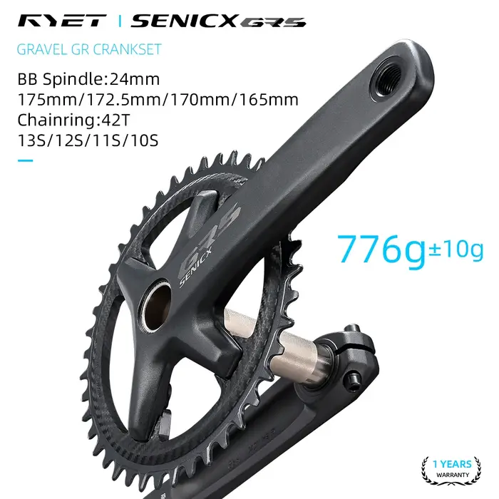 RYET Senicx gravier vélo péritelles 24mm broche 165/170/172.5/175MM