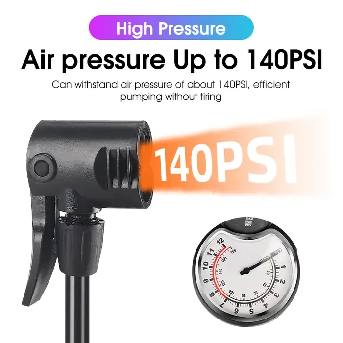 Pompe à pied West Biking haute pression 140 PSI avec manomètre numérique noir pour vélo moto scooter électrique et ballons de sport