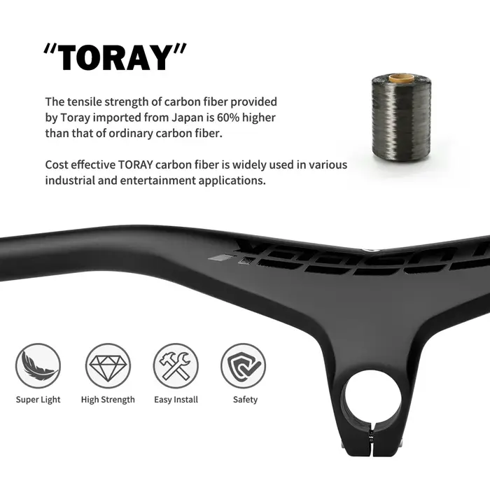 TOSEEK – guidon et tige de vtt intégrés en carbone, 660mm, -17 degrés, pour vtt, 800 ~ 100*70/80/90/