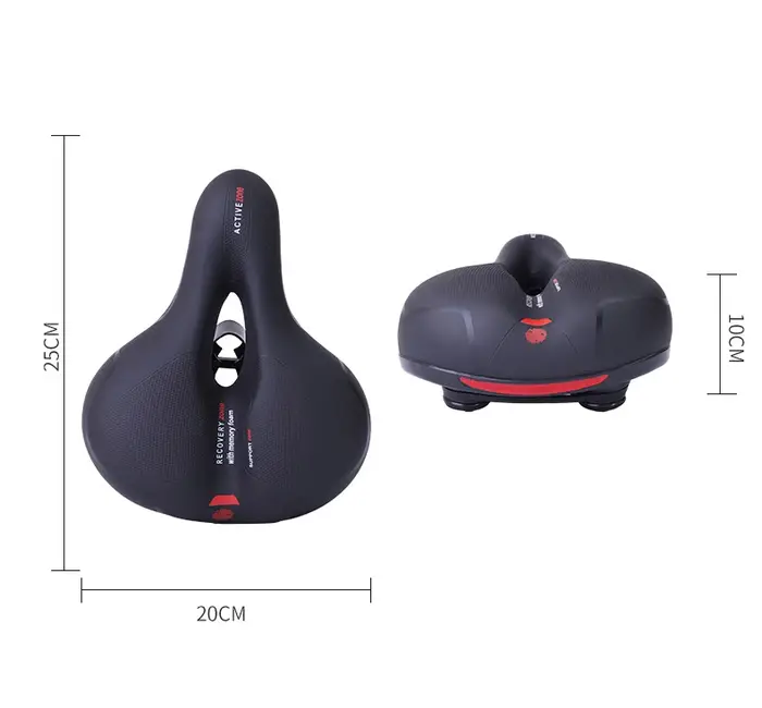 Selle de vélo creuse réfléchissante absorbant les chocs, respirante, imperméable, large siège de vél