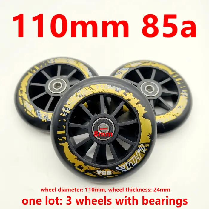 Roues de trottinette 90mm 100mm 110mm 85A avec roulements 3 roues/lot