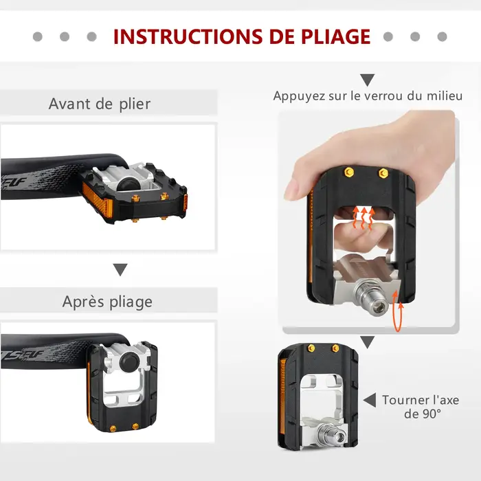 SAVA-Pédale de vélo pliable coordonnante, accessoires de vélo universels, 9/16