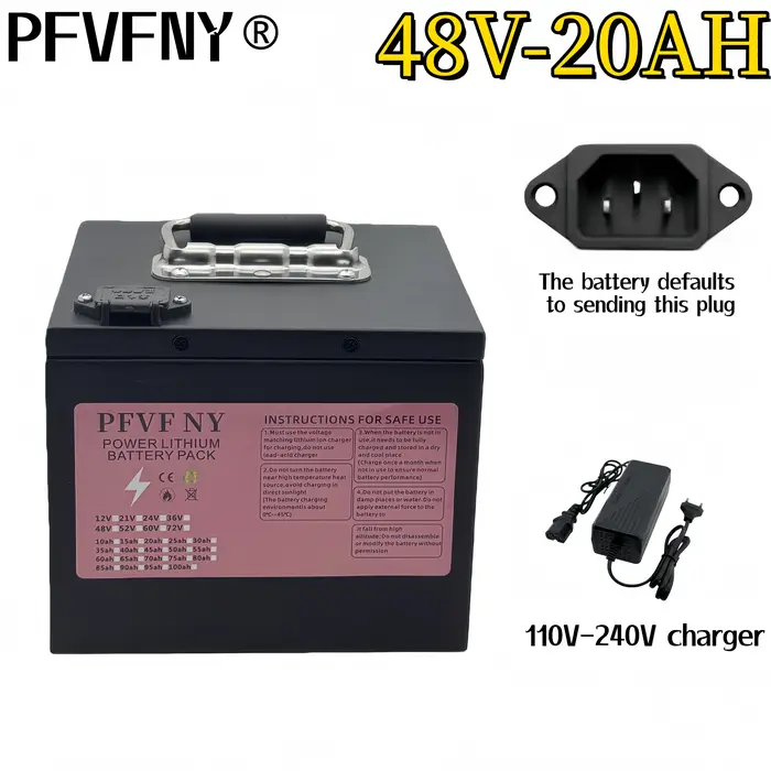 Batterie 48V 20-60AH 18650, 40AH BMS, multi-protection pour scooter électrique et moto
