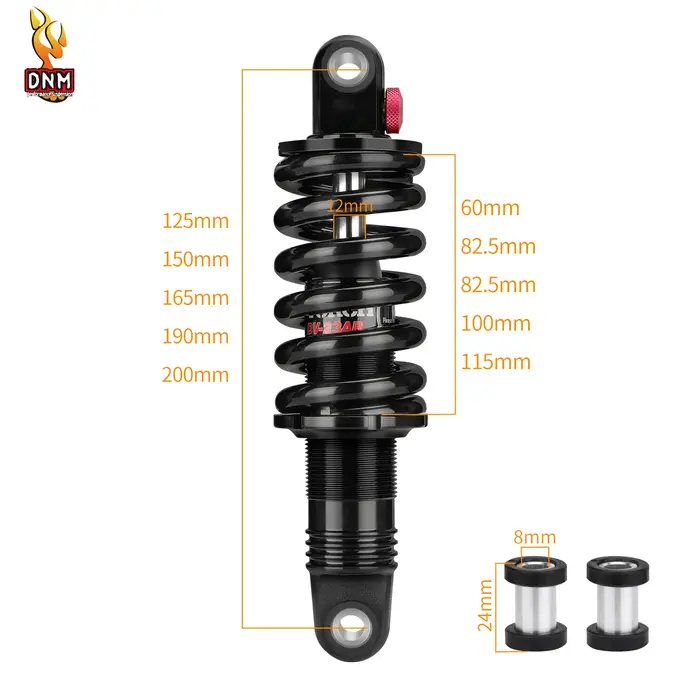 Amortisseur de vélo DNM DV23AR 125/150/165/190mm/200mm 350/450/550/650/750/850/1000/1500LBS Amortisseur arrière pour trottinette électrique