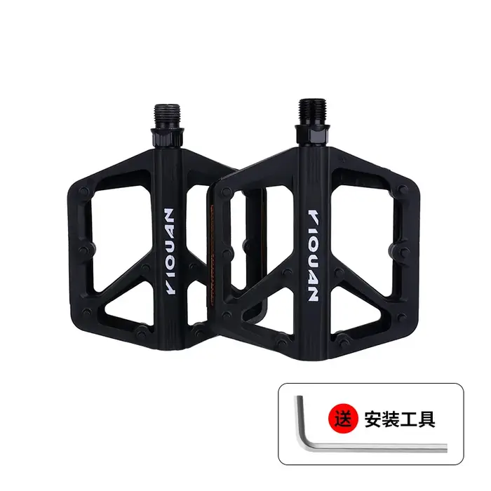 Pédales de vélo plates antidérapantes 9/16' avec roulement en nylon, pédales à plateforme large pour