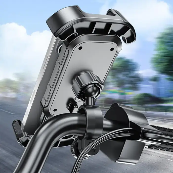 Support de téléphone portable pour motos, vélos et scooters, fixation à quatre coins, verrouillage antichoc multiple