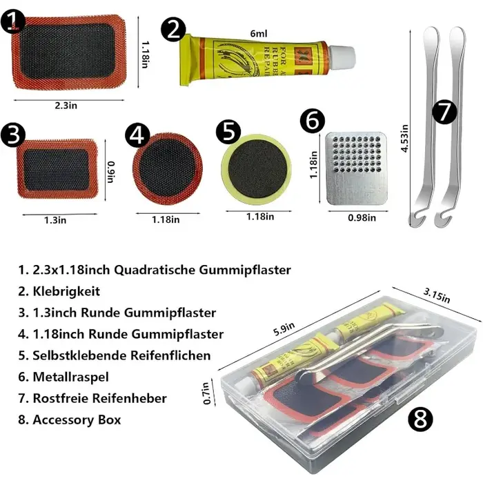 Kit de réparation de pneus de vélo-8 patchs