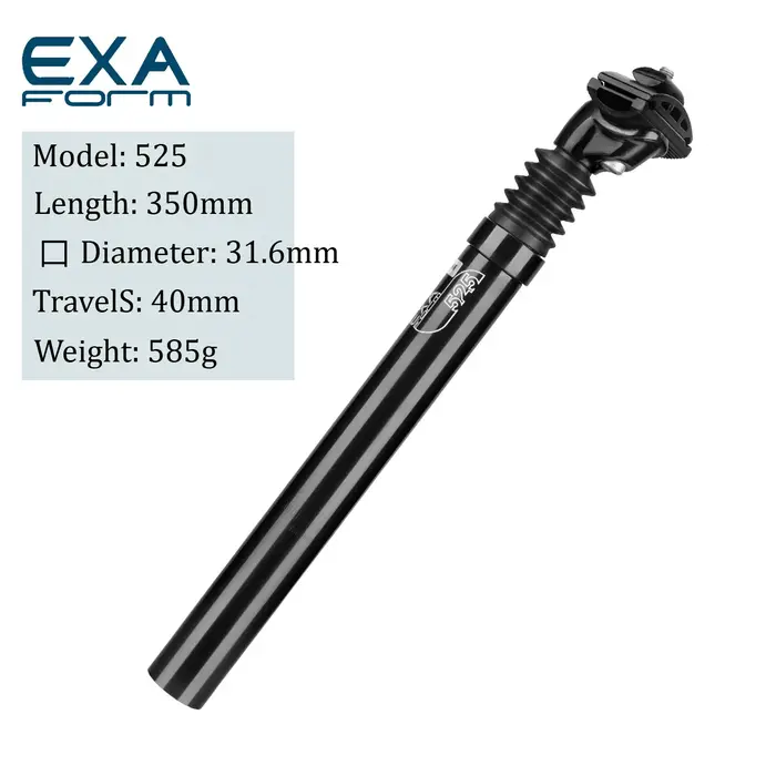Tige de selle de vélo Exaform Suspension 31,6 mm, amortisseur pour VTT, tube de selle de vélo 350 mm