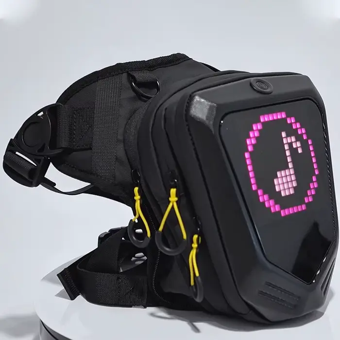Sac latéral de jambe de vélo de moto LED bricolage application intelligente affichage sac à dos en p