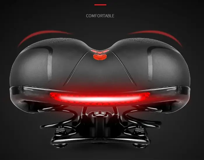 Selle de vélo creuse réfléchissante absorbant les chocs, respirante, imperméable, large siège de vél