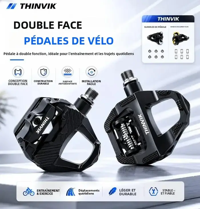 Pédales de vélo sans clip double face THINVIK SPD-SL