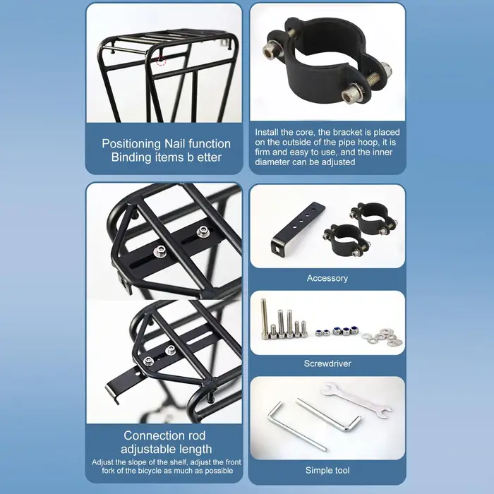 Porte-bagages de vélo en acier robuste de 25 kg – Support de stationnement pour VTT et vélos – Accessoires de cyclisme