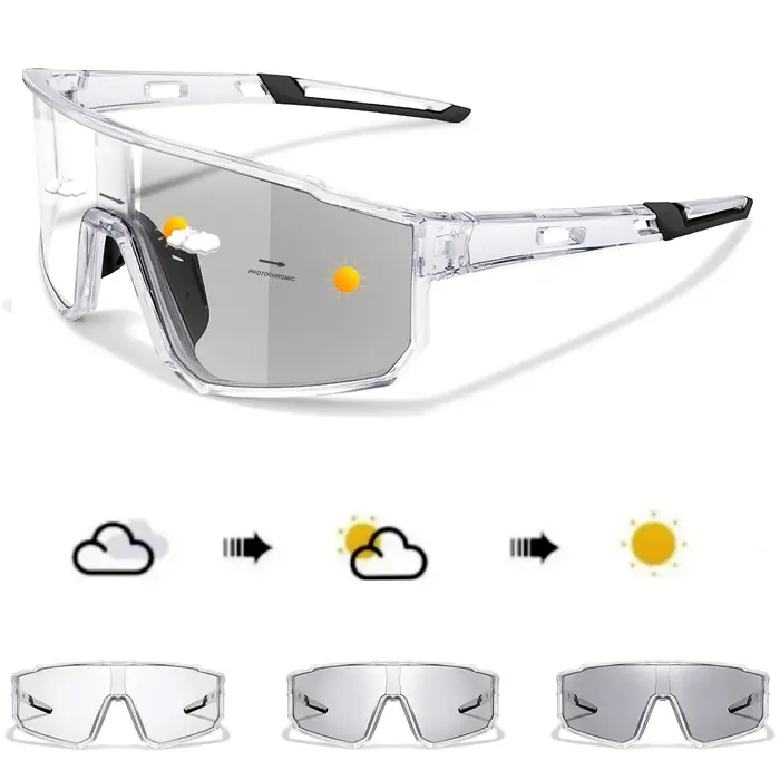 Lunettes de cyclisme photochromiques - Coupe-vent et confortables pour hommes et femmes
