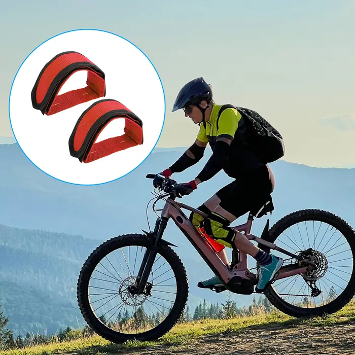 Sangles de pédale de vélo X Autohaux en nylon rouge renforcées à triple couche antidérapantes réglables pour VTT vélo de route et BMX