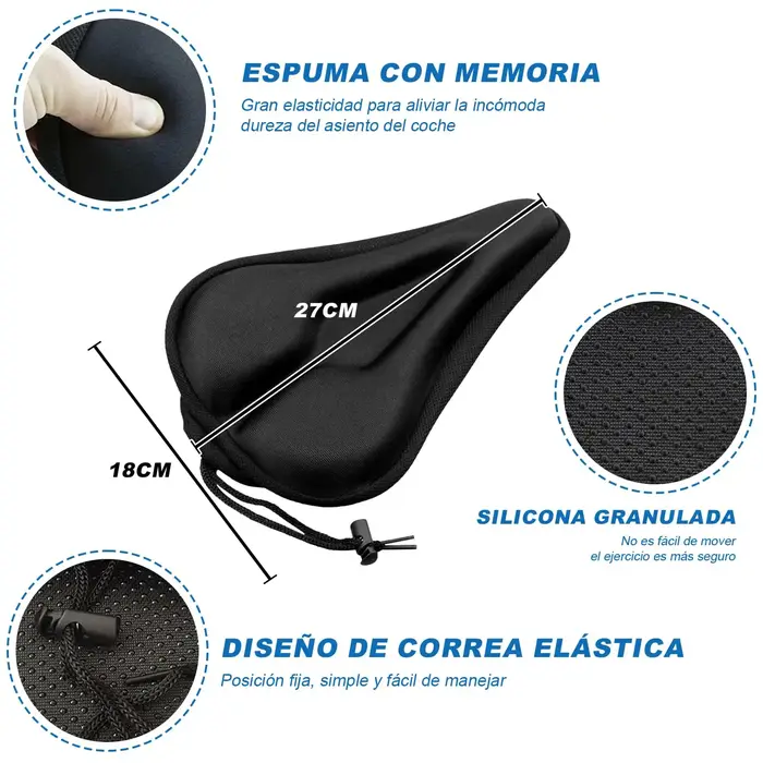1 housse de selle de vélo rembourrée 3D en mousse gel large pour VTT