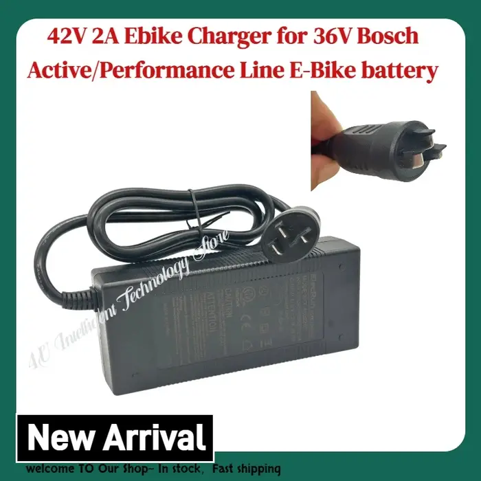 Chargeur de vélo électrique Elecrun 42V 2A compatible avec les batteries Bosch Active/Performance Line 36V pour vélos électriques