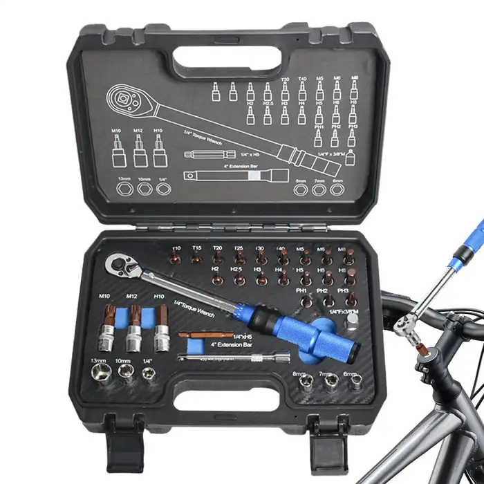 Clé dynamométrique pour vélo, embout 1/4 pouce, outils de réparation de vélo, clé dynamométrique avec embouts pour le serrage du potence de guidon et du tige de selle