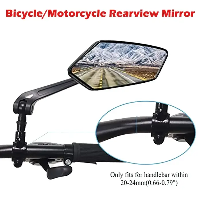 Rétroviseur de vélo réflecteur réglable rotatif guidon miroir clair