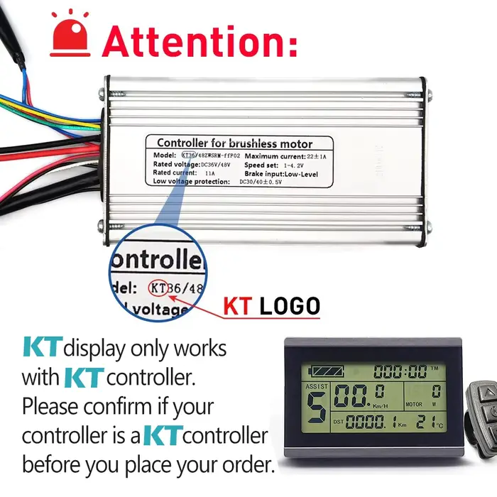 Accessoires pour vélos électriques, contrôleur KT 250W/350W/500W avec écran LCD3, contrôleur 15A 17A 22A pour accessoires de vélo électrique