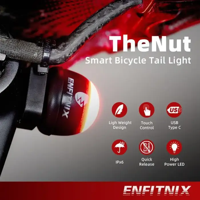 ENFITNIX nouveau feu arrière de vélo TheNut ultra léger clignotant VTT conduite de nuit voyant d'avertissement de charge équipement de cyclisme
