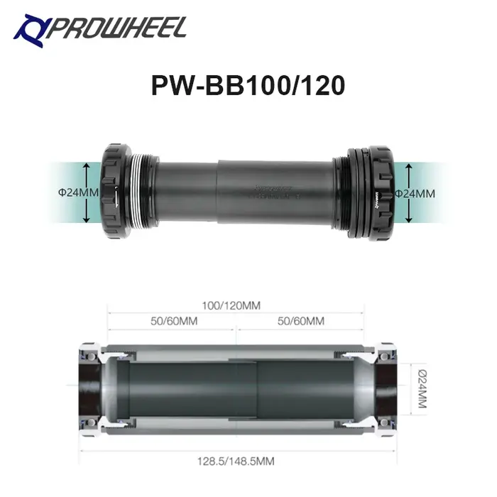 PROWHEEL Neige Vélo 170mm Pédalier Axe 176/192mm Gros Vélo Manivelle Pédalier BB 100/120 E-BIKE Pièc