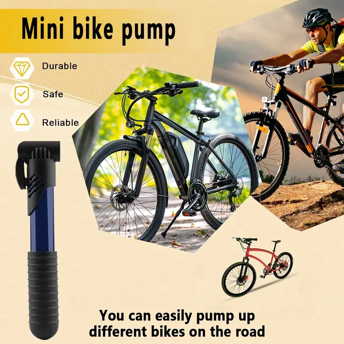 Mini pompe à vélo portable avec poignée antidérapante