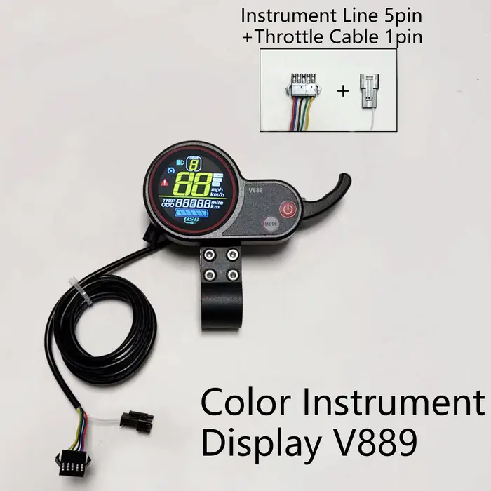 Écran LCD pour vélo électrique avec accélérateur rotatif, USB, 24V, 36V, 48V, écran couleur V889 pou