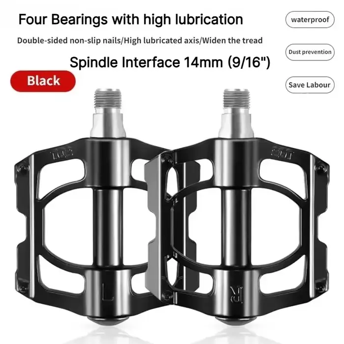 Pédales plates scellées à 4 roulements, en alliage d'aluminium ultraléger, axe chromoly 9/16 pouces, pour VTT / BMX / Vélo de route / Commutation urbaine