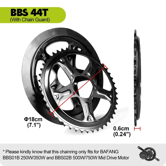 BAFANG-Plateau 36T 42T 44T 52T, pour 8FUN BBS01 BBS01B BBS02 BBS02B 750W 500W 350W 250W, pièces de v