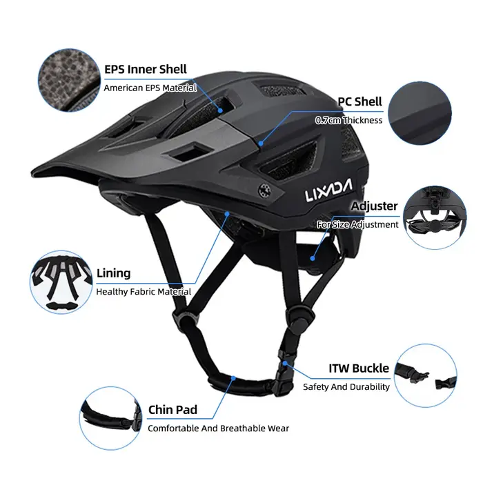 Lixada casque de vélo 55-61 cm cadran réglable visière amovible Ventilation 14 évents d'air
