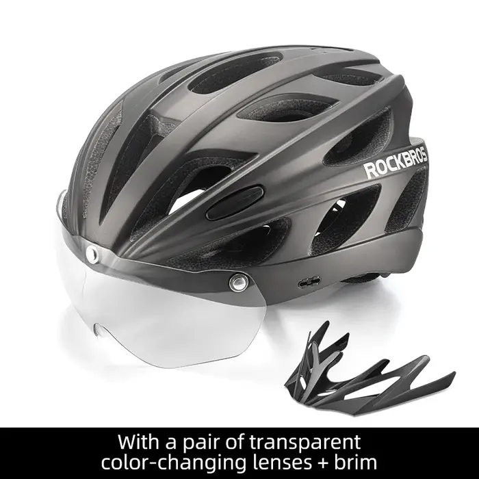 ROCKBROS casque de vélo avec visière photochromique à lentille coupe-vent casque de vélo adulte vtt 