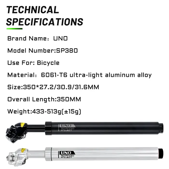 UNO – tige de selle de vélo, accessoires d'amortisseurs de Suspension vtt, Tube de selle d'amortisse