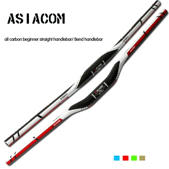 ASIACOM-Guidon de vélo de montagne entièrement en fibre de carbone 3K, barre de courbure en carbone,