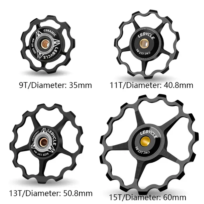Dérailleurs de vélo poulie roue 9T/11T/13T/15T engrenage de guidage roulements en céramique/acier alliage d'aluminium