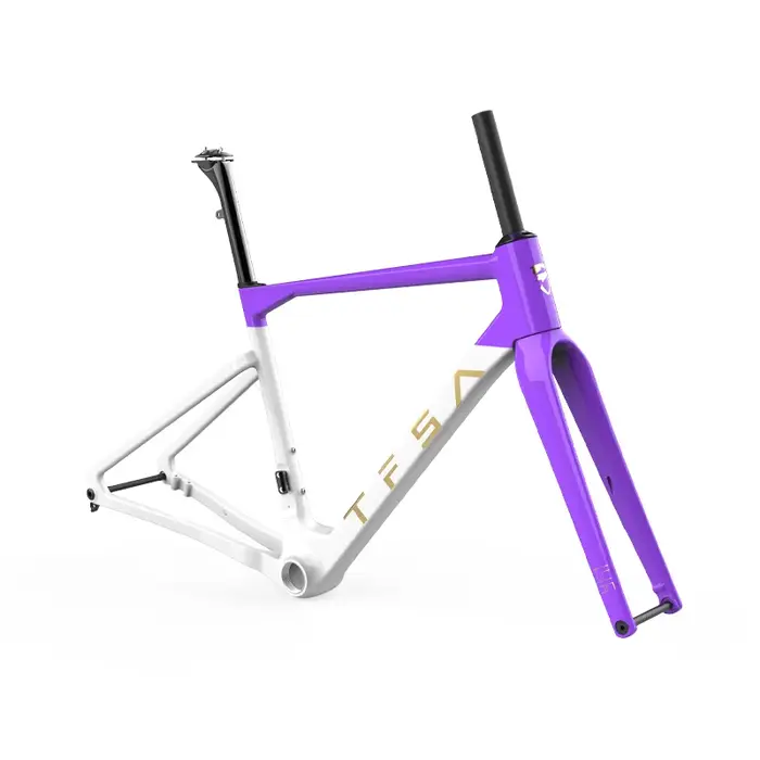 Cadre en fibre de carbone pour vélo gravel urbain TFSA JH-37 avec freins à disque T47 pour VTT