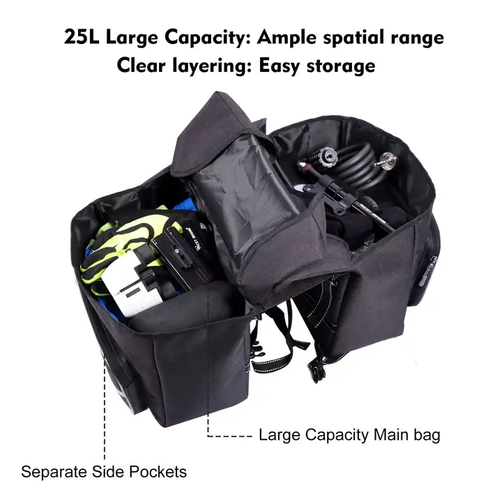 WEST VÉLO Vélo Siège Arrière Sac 25L Grande Capacité En Plein Air Porte Bagages Sacs Vélo VTT Route 